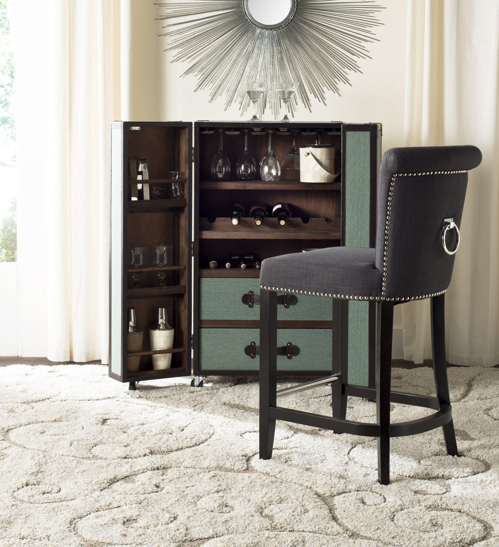 Safavieh Addo Ring Counter Stool Charcoal and Espresso  Feature
