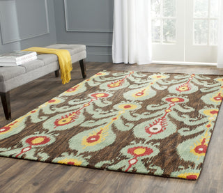 Safavieh Ikat Ikt219 Charcoal/Blue Area Rug Room Scene Feature