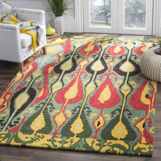 Safavieh Ikat Ikt222 Blue/Green Area Rug Room Scene