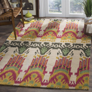 Safavieh Ikat Ikt464 Beige/Yellow Area Rug Room Scene Feature