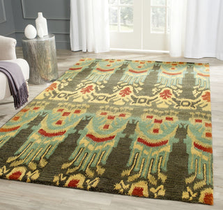 Safavieh Ikat Ikt464 Olive/Gold Area Rug Room Scene Feature