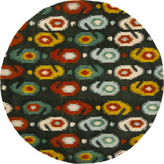 Safavieh Ikat Ikt471 Charcoal/Multi Area Rug Round