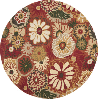 Safavieh Jardin Jar812 Orange/Multi Area Rug Round