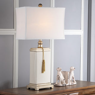 Safavieh Amiliana Cream Glazed 32-Inch H Tassel Lamp 