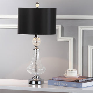 Safavieh Clear 255-Inch H Crackle Glass Table Lamp/Black Satin Shade Lamp main image