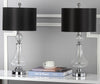 Safavieh Clear 255-Inch H Crackle Glass Table Lamp/Black Satin Shade Lamp 