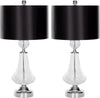 Safavieh Clear 255-Inch H Crackle Glass Table Lamp/Black Satin Shade Lamp 