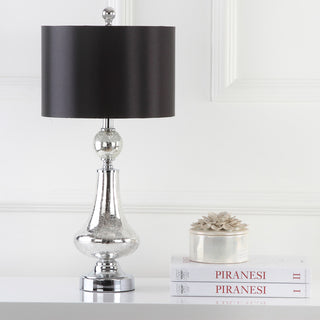 Safavieh Mercury 255-Inch H Crackle Glass Table Lamp/Black Satin Shade Ivory/Silver Lamp Mirror 