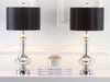 Safavieh Mercury 255-Inch H Crackle Glass Table Lamp/Black Satin Shade Ivory/Silver Lamp Mirror 
