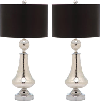 Safavieh Mercury 255-Inch H Crackle Glass Table Lamp/Black Satin Shade Ivory/Silver Lamp Mirror 