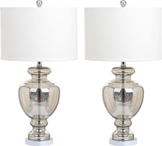 Safavieh Morocco Mercury 28-Inch H Glass Table Lamp Silver/Ivory Mirror 