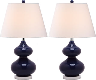 Safavieh Eva 24-Inch H Double Gourd Glass Lamp Navy 