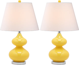 Safavieh Eva 24-Inch H Double Gourd Glass Lamp Yellow Mirror 