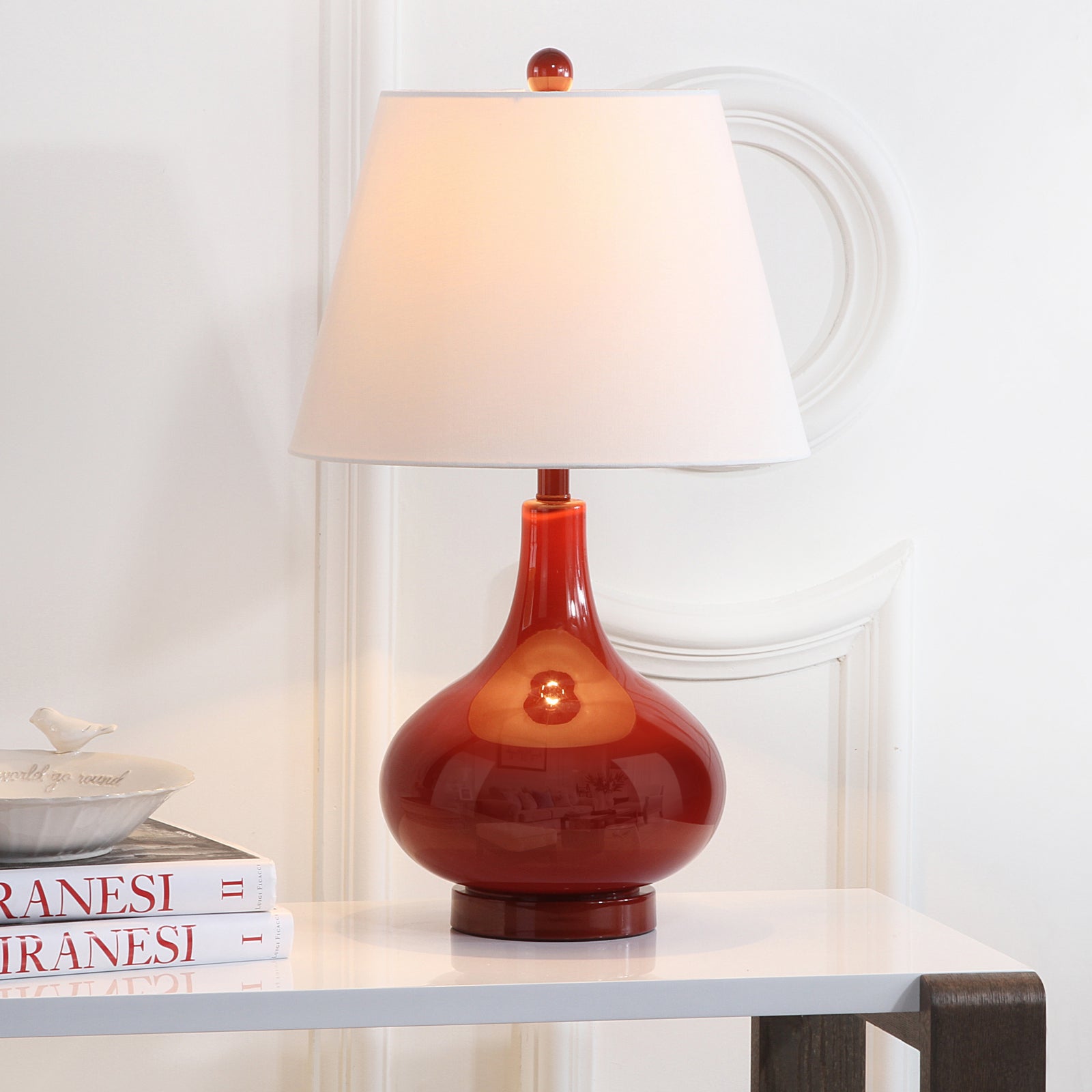 Safavieh Amy 24-Inch H Gourd Glass Lamp Red Mirror main image