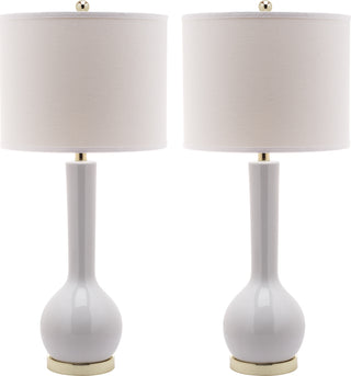 Safavieh Mae 305-Inch H Long Neck Ceramic Table Lamp White Mirror 