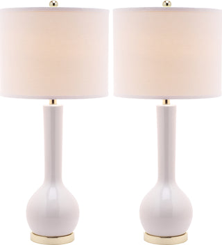 Safavieh Mae 305-Inch H Long Neck Ceramic Table Lamp White Mirror 