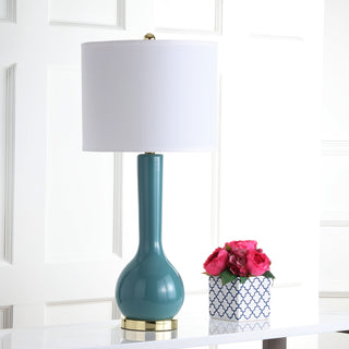 Safavieh Mae 305-Inch H Long Neck Ceramic Table Lamp Marine Blue 