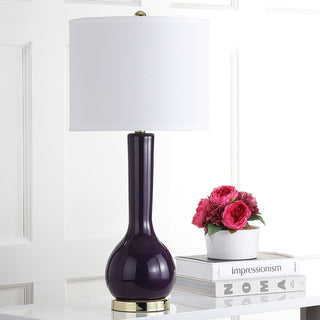 Safavieh Mae 305-Inch H Long Neck Ceramic Table Lamp Dark Purple 