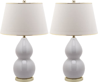 Safavieh Jill 265-Inch H Double-Gourd Ceramic Lamp White Mirror 