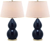 Safavieh Jill 265-Inch H Double-Gourd Ceramic Lamp Navy Mirror 