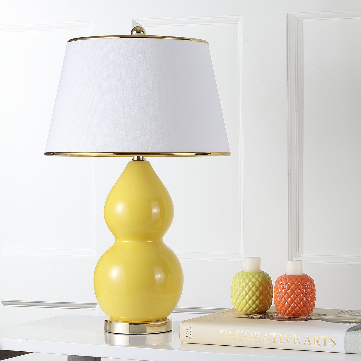 Safavieh Jill Double-Gourd Ceramic Lamp Mustard Gold