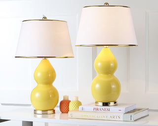 Safavieh Jill 265-Inch H Double-Gourd Ceramic Lamp Mustard Gold 