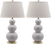 Safavieh Pamela 28-Inch H Triple Gourd Ceramic Lamp White Mirror 