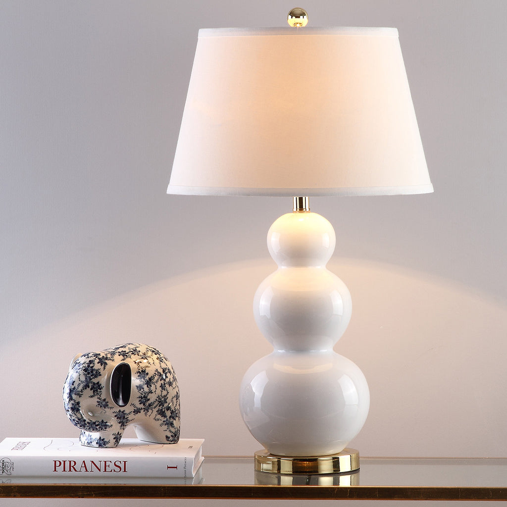 Safavieh Pamela 28-Inch H Triple Gourd Ceramic Lamp White  Feature