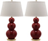 Safavieh Pamela 28-Inch H Triple Gourd Ceramic Lamp Red 