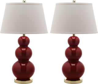 Safavieh Pamela 28-Inch H Triple Gourd Ceramic Lamp Red 