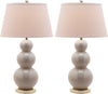 Safavieh Pamela 28-Inch H Triple Gourd Ceramic Lamp Light Grey Mirror 
