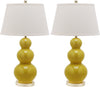 Safavieh Pamela 28-Inch H Triple Gourd Ceramic Lamp Mustard Gold Mirror 