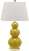 Safavieh Pamela 28-Inch H Triple Gourd Ceramic Lamp Mustard Gold Mirror 