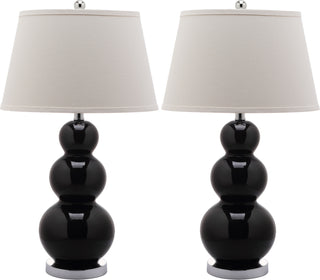 Safavieh Pamela 28-Inch H Triple Gourd Ceramic Lamp Black 