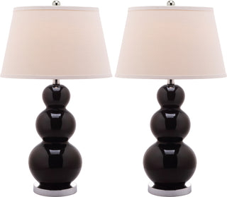 Safavieh Pamela 28-Inch H Triple Gourd Ceramic Lamp Black 