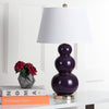 Safavieh Pamela 28-Inch H Triple Gourd Ceramic Lamp Dark Purple 