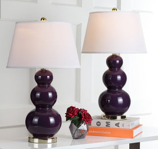 Safavieh Pamela 28-Inch H Triple Gourd Ceramic Lamp Dark Purple 