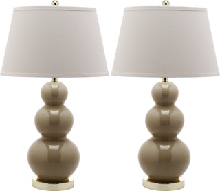 Safavieh Pamela 28-Inch H Triple Gourd Ceramic Lamp Taupe 