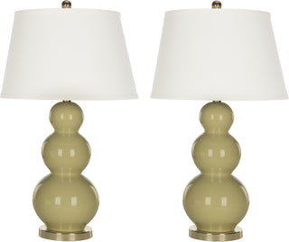 Safavieh Pamela 28-Inch H Triple Gourd Ceramic Lamp Taupe 