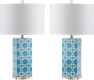 Safavieh Quatrefoil 27-Inch H Table Lamp Light Blue Mirror 