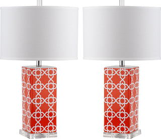 Safavieh Quatrefoil 27-Inch H Table Lamp Orange Mirror 