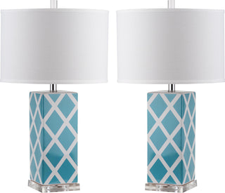 Safavieh Garden 27-Inch H Lattice Table Lamp Light Blue Mirror 