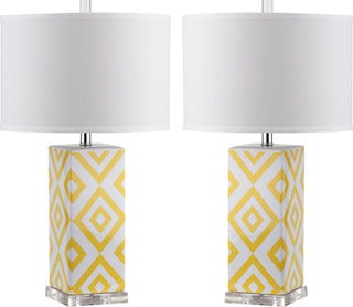 Safavieh Diamonds 27-Inch H Table Lamp Yellow Mirror 