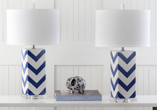 Safavieh Chevron 27-Inch H Stripe Table Lamp Navy Mirror 