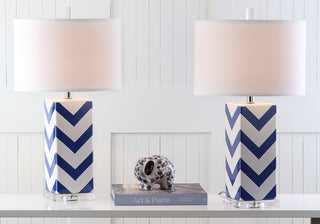 Safavieh Chevron 27-Inch H Stripe Table Lamp Navy Mirror 