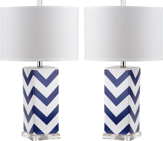 Safavieh Chevron 27-Inch H Stripe Table Lamp Navy Mirror 