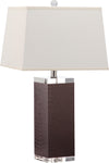 Safavieh Deco 27-Inch H Leather Table Lamp Brown Mirror 