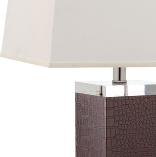 Safavieh Deco 27-Inch H Leather Table Lamp Brown Mirror 