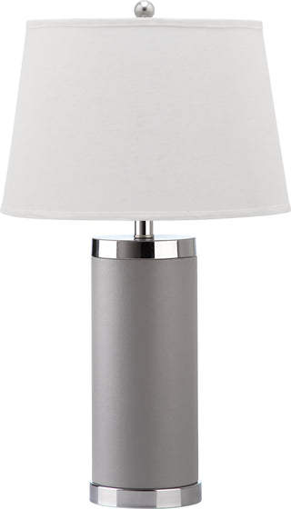 Safavieh Leather 25-Inch H Column Table Lamp Grey Mirror 