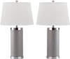 Safavieh Leather 25-Inch H Column Table Lamp Grey Mirror 
